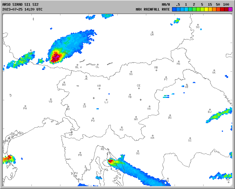 Vremenska napoved za 25.07.2023 ob 1800 Vreme Slovenija