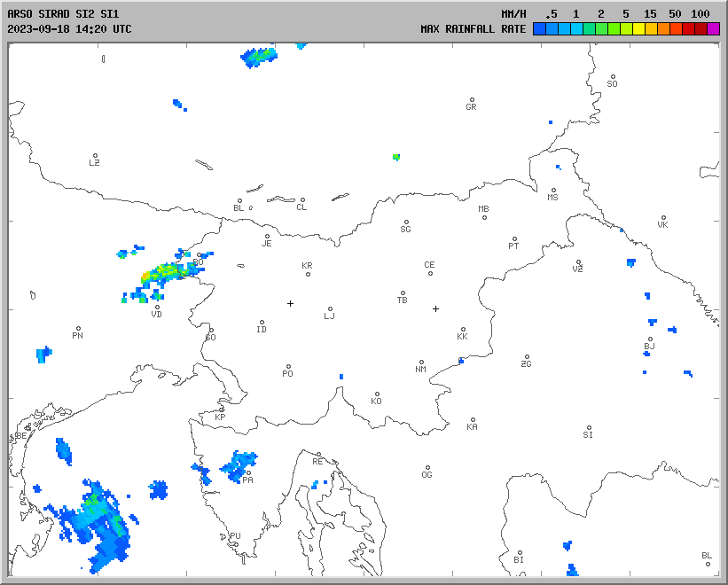 Vremenska napoved za 18.09.2023 ob 1800 Vreme Slovenija
