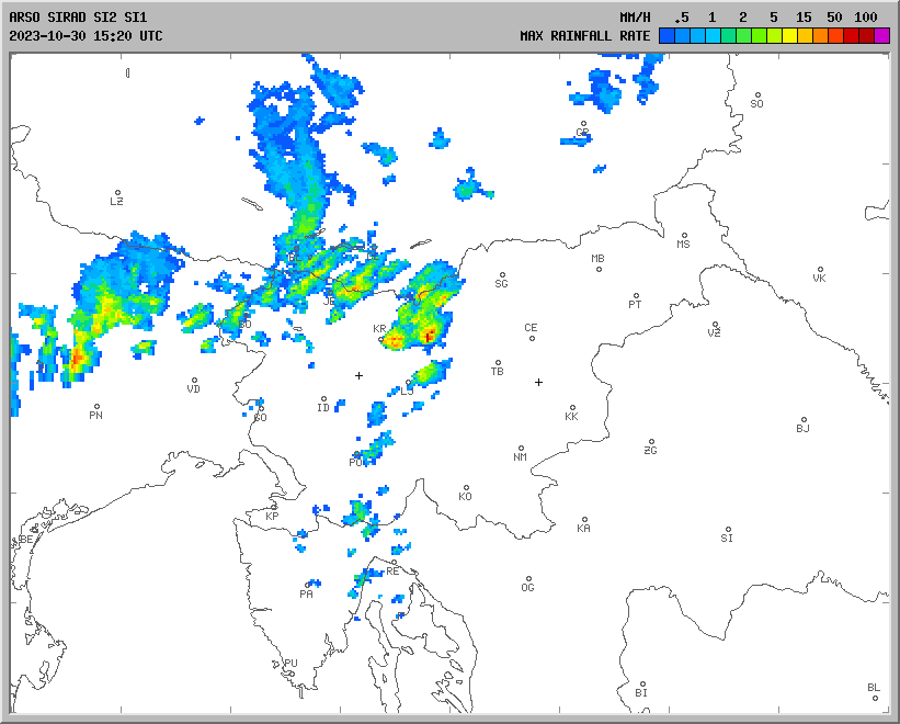 Vremenska napoved za 30.10.2023 ob 1800 Vreme Slovenija