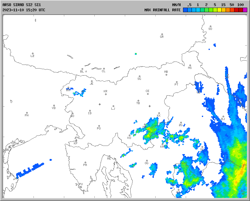 Vremenska napoved za 10.11.2023 ob 1800 Vreme Slovenija