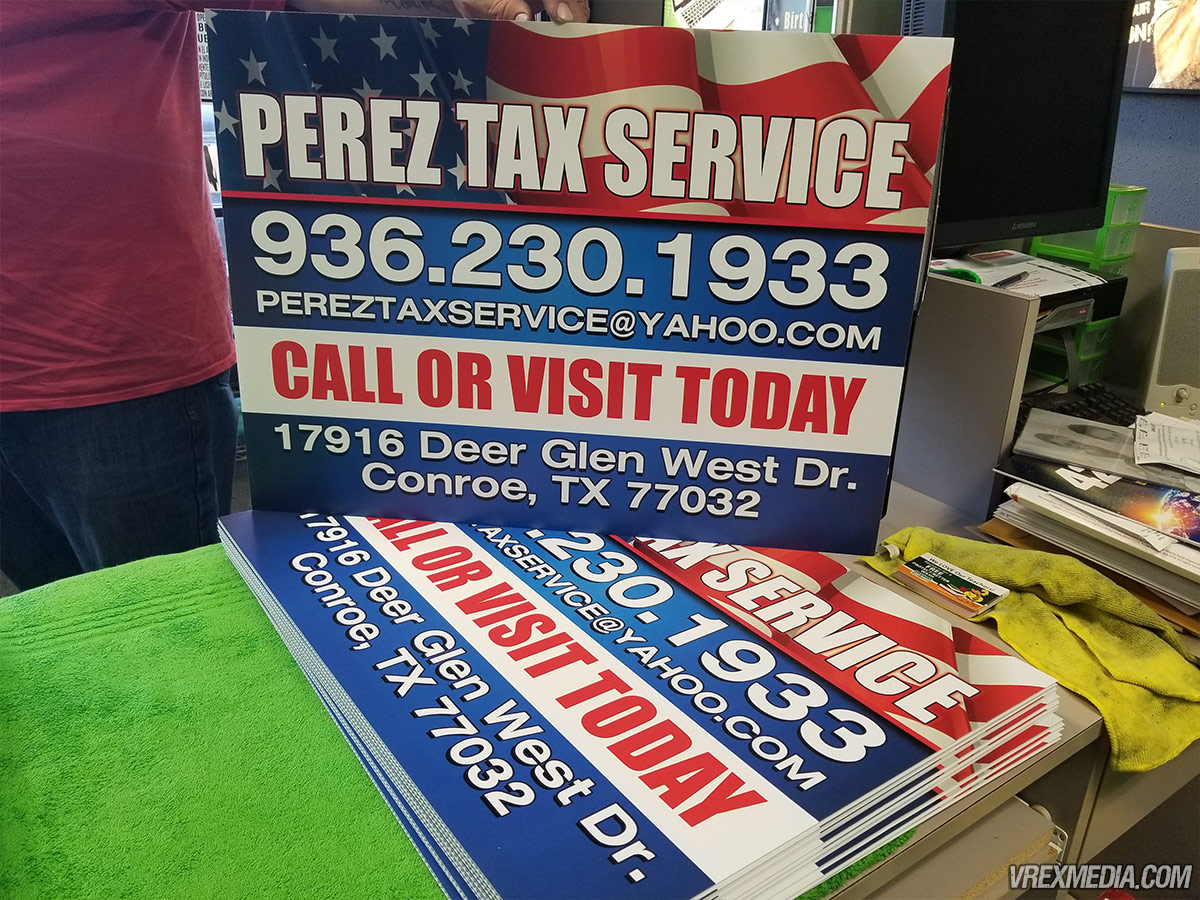 Yard Sign Perez Tax Service
