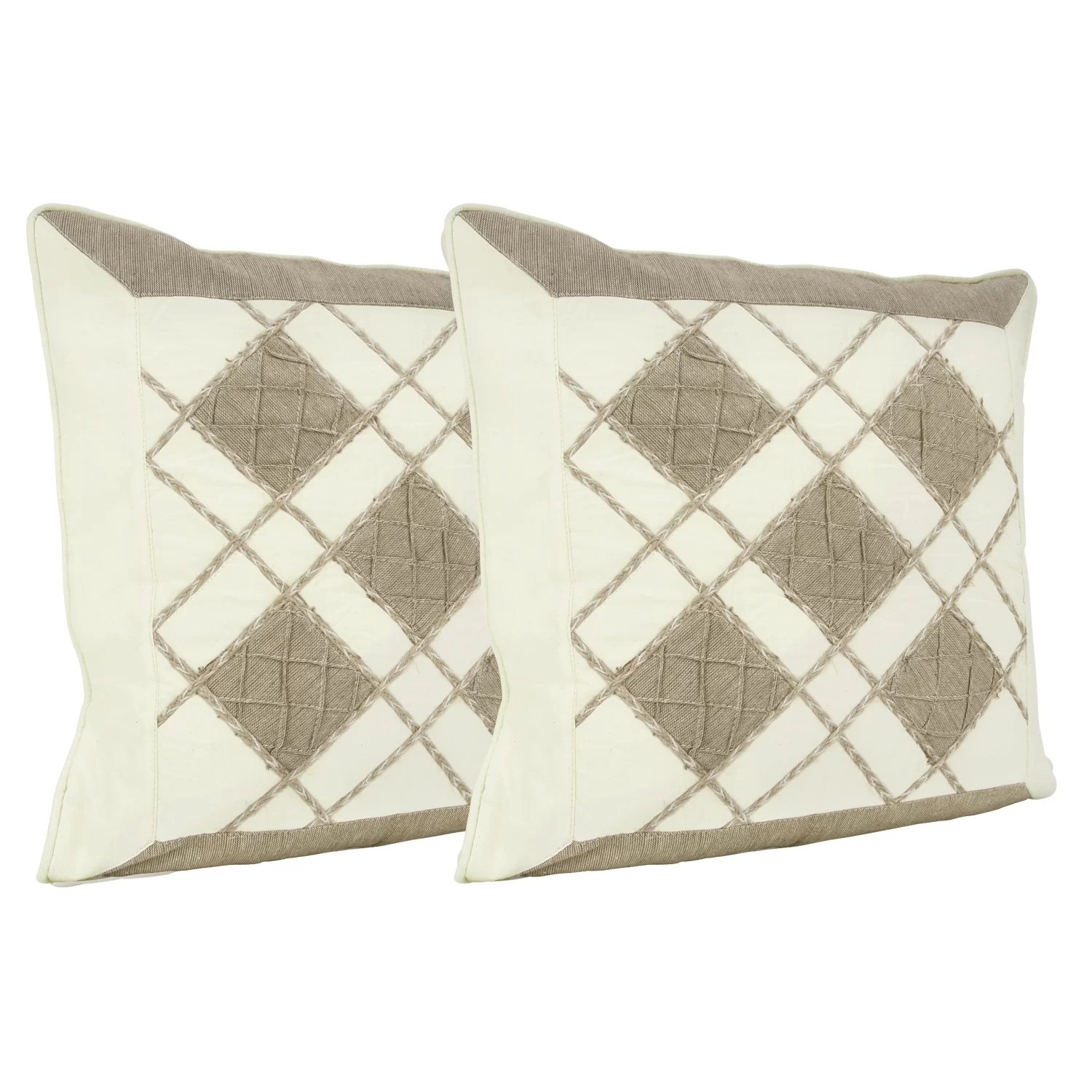 Jute Cotton Cushion Covers 16" X 16" ( set of 2) • Vritti Designs