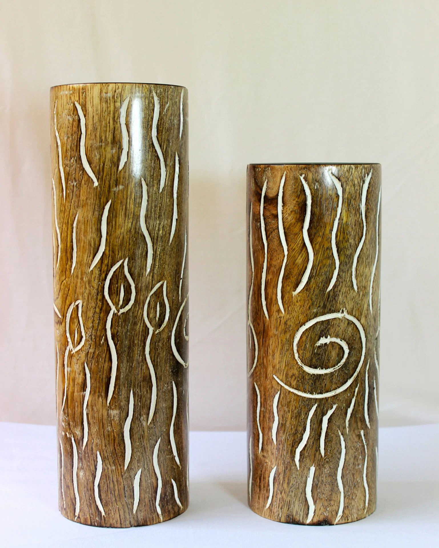 Wooden Candle Stand Set of 2 • Vritti Designs