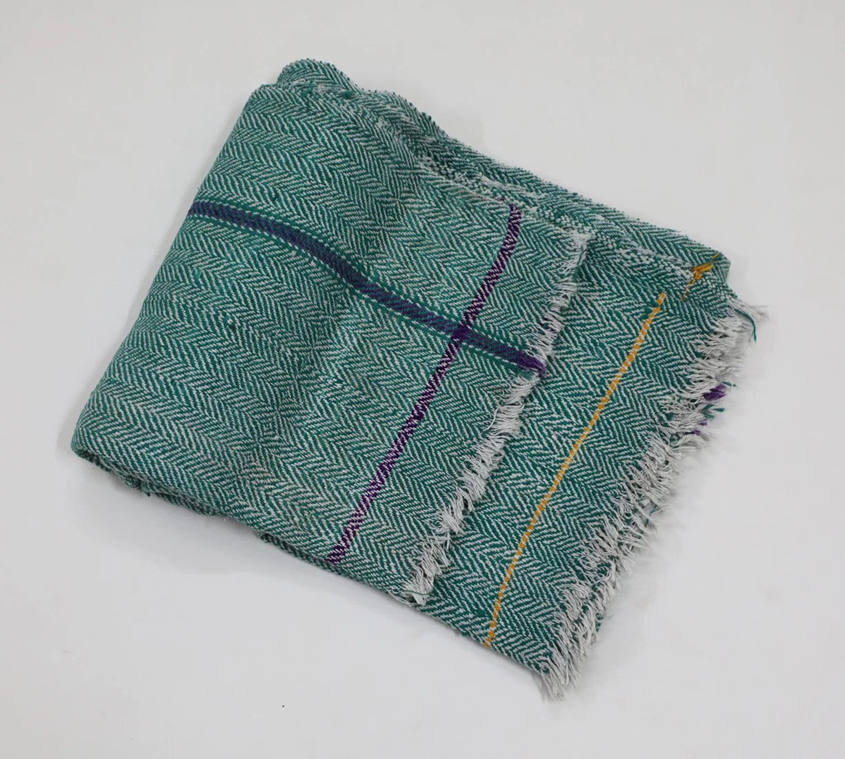 Green Throw Blanket in Cotton • Vritti Designs