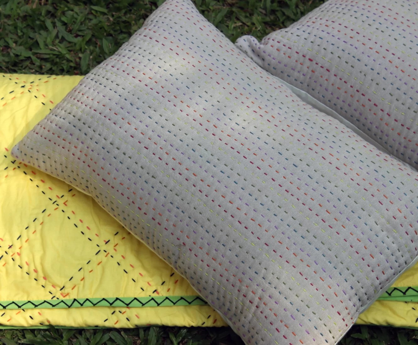 Kantha Pillow Cover Pair 13 X 20 inches • Vritti Designs