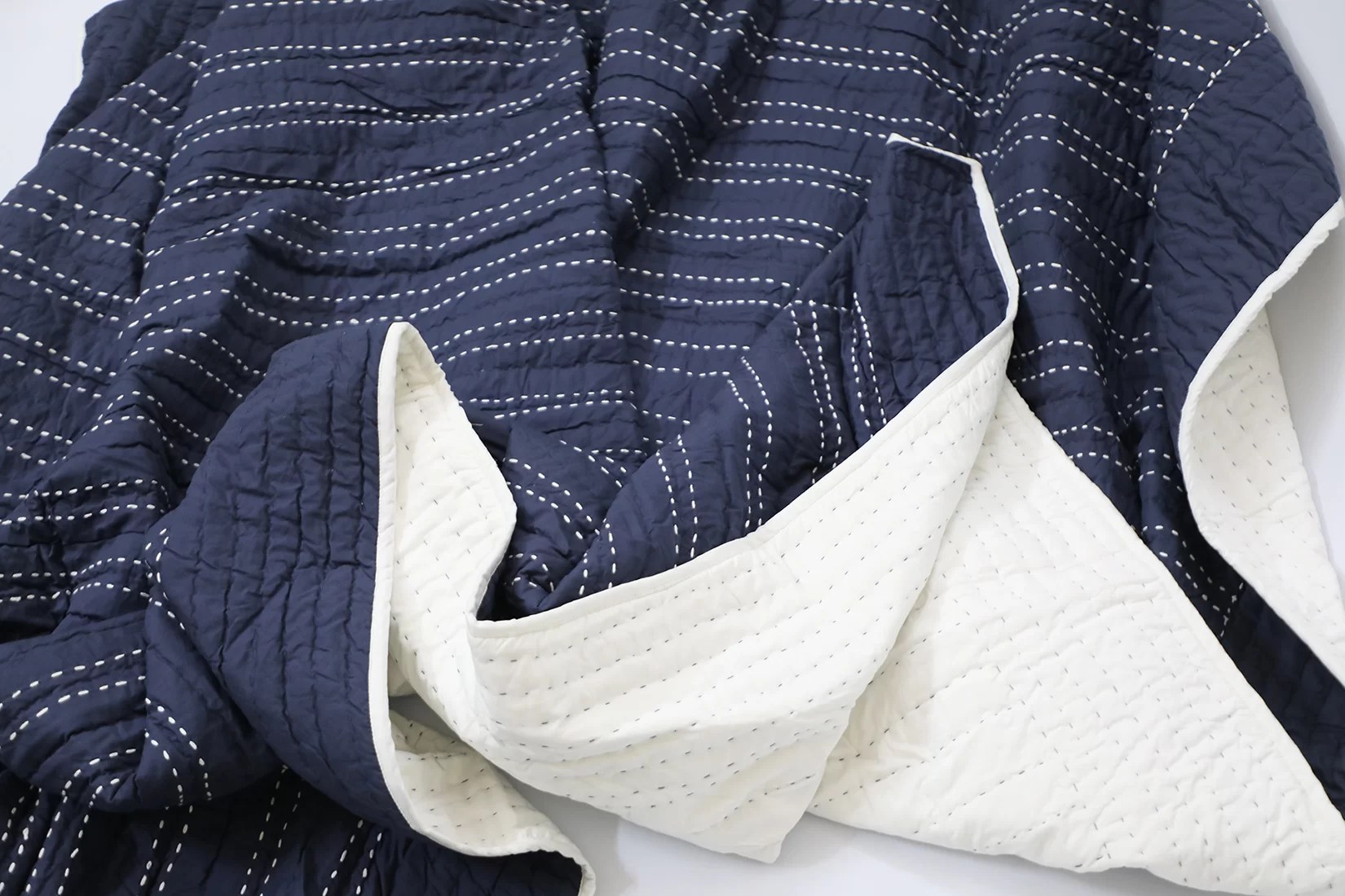 Navy Blue Quilt King Size in Organic Cotton • Vritti Designs