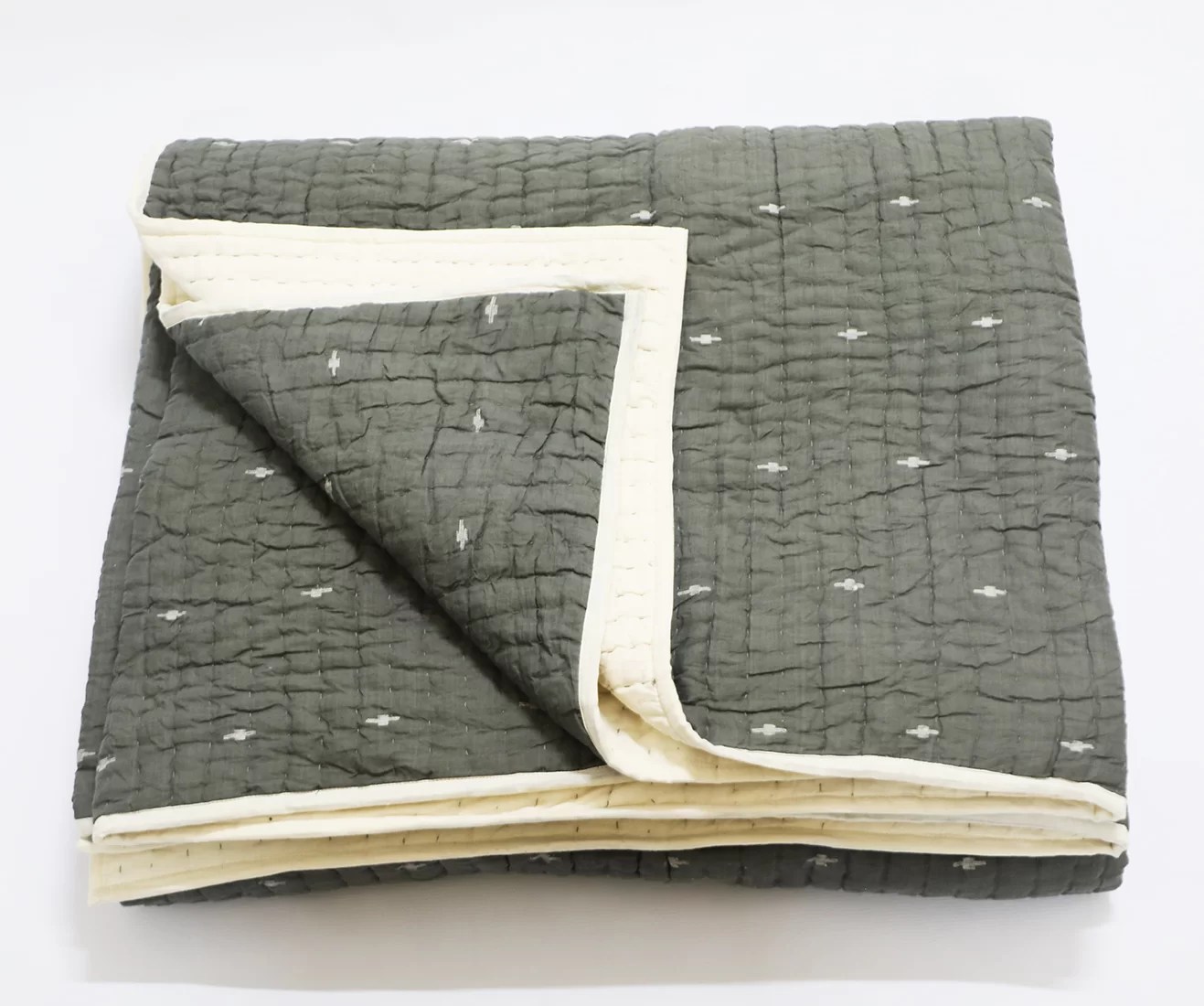 Gray Cotton Quilt king / Queen size • Vritti Designs