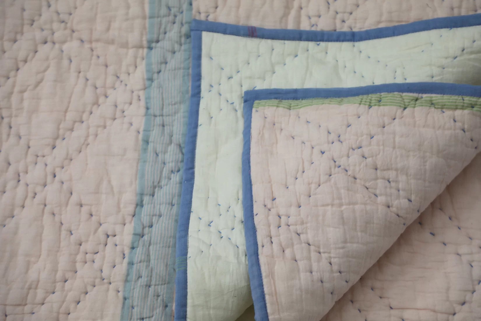 Baby Kantha Quilt in Pink Colour • Vritti Designs