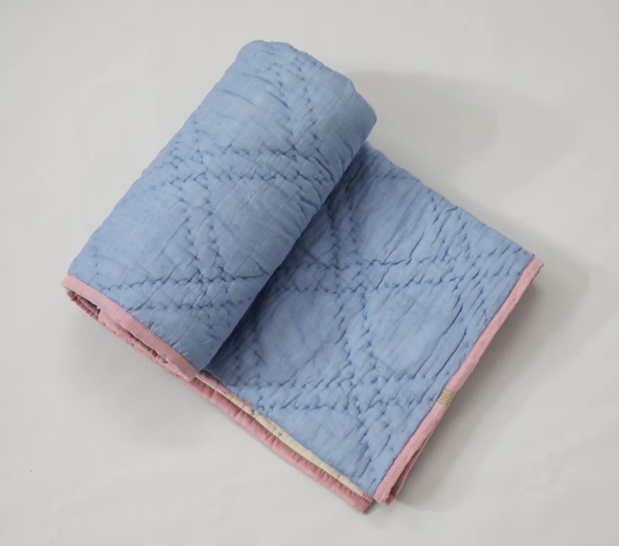 Handmade Blue Baby Quilt made In India • Vritti Designs