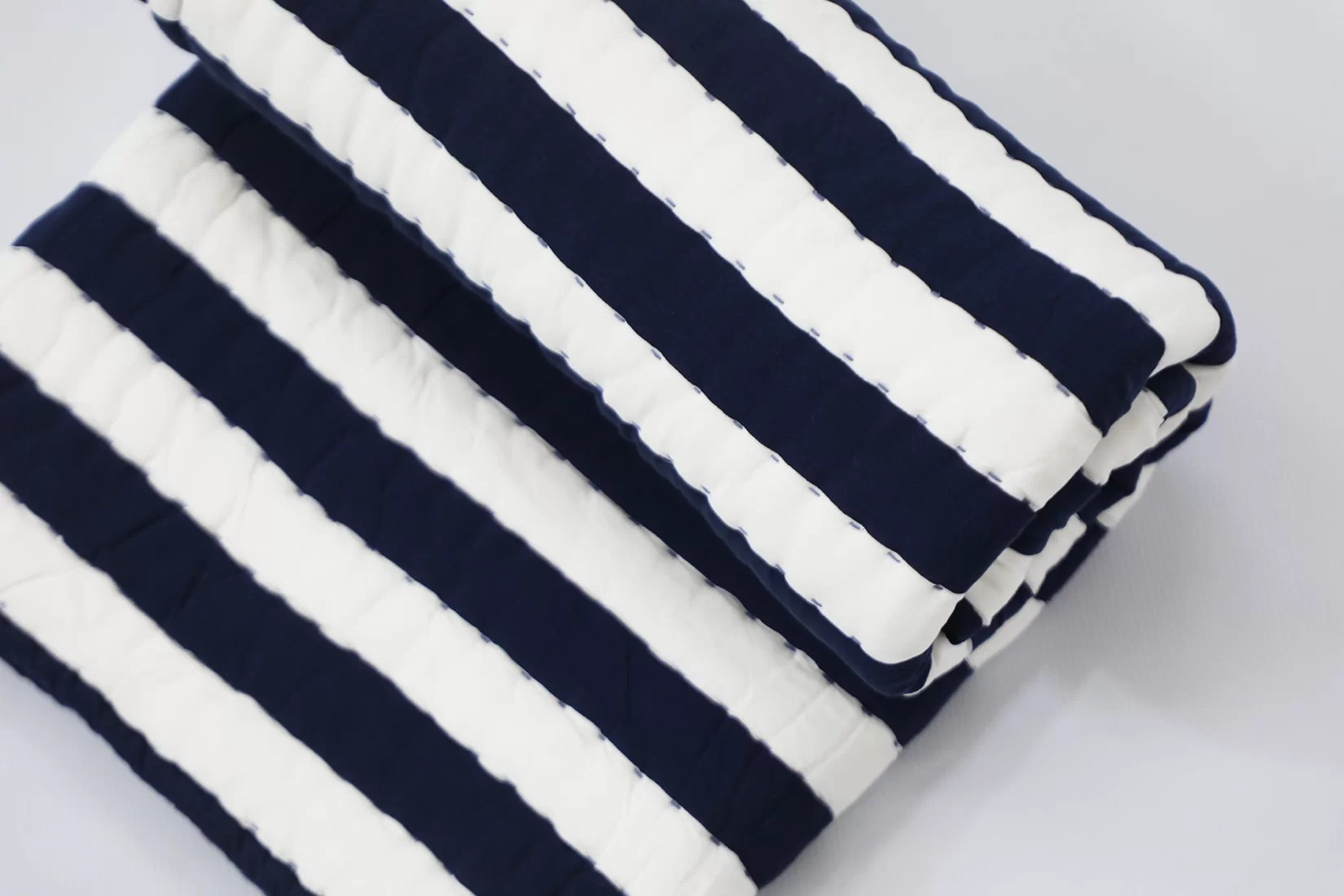 Blue Stripe Baby Blanket Handmade Baby Quilt • Vritti Designs