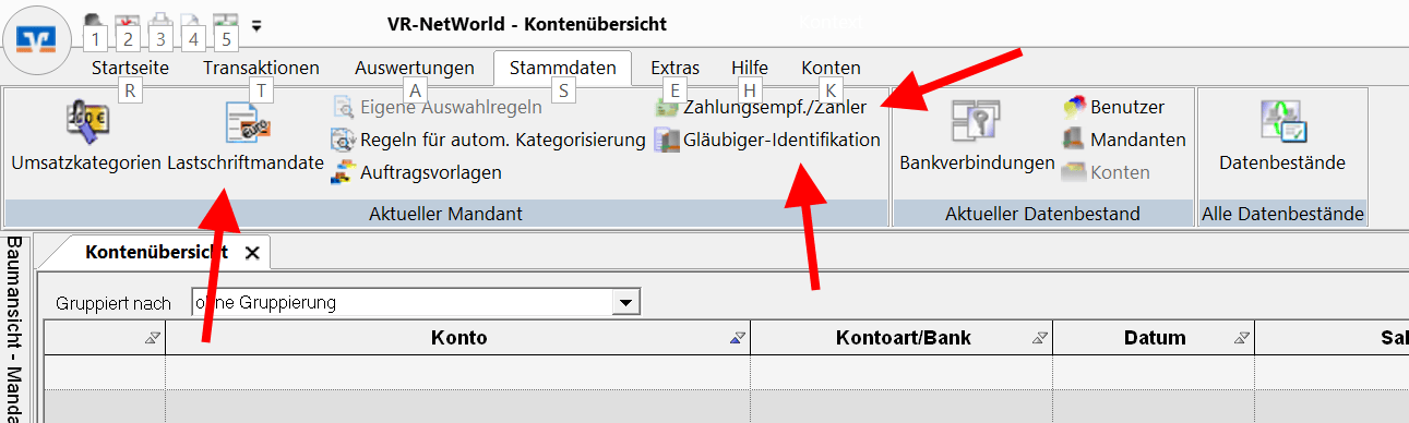 Programmmenüs Software Stammdaten Mandate VRKennung Blog
