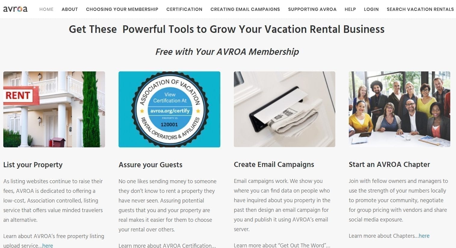 The Association Of Vacation Rental Operators & Affiliates (AVROA) 2.0