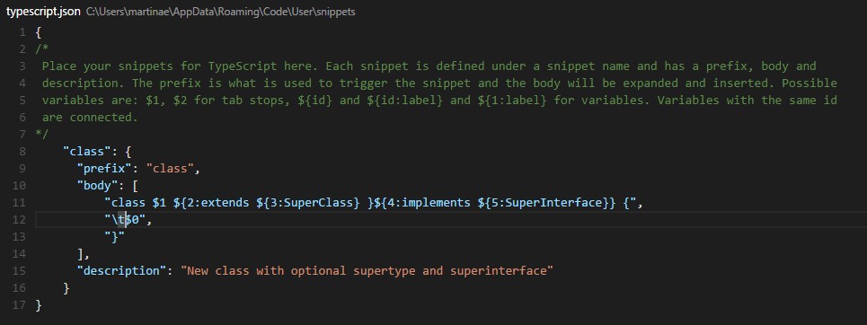 Userdefinedsnippets vscodedocs