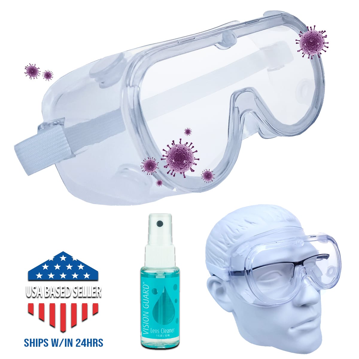 Medical Laboratory Goggle w/ Elastic Strap VShield Protect