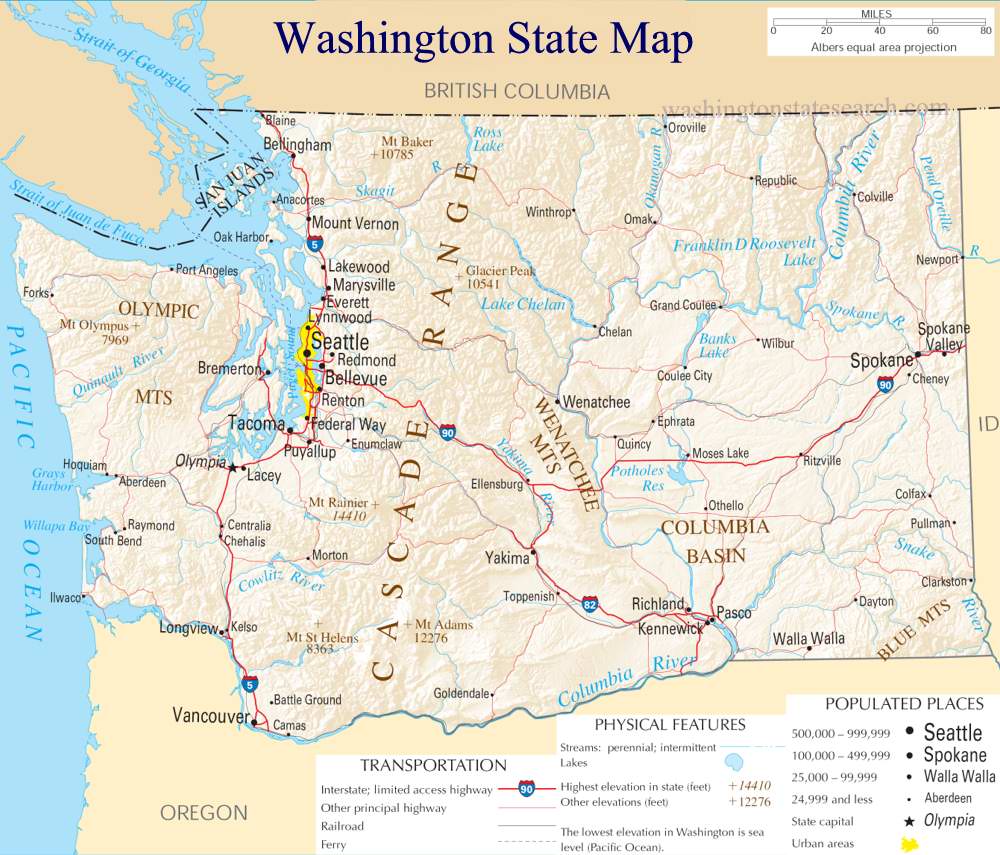 Washington County Map with County Seat Cities