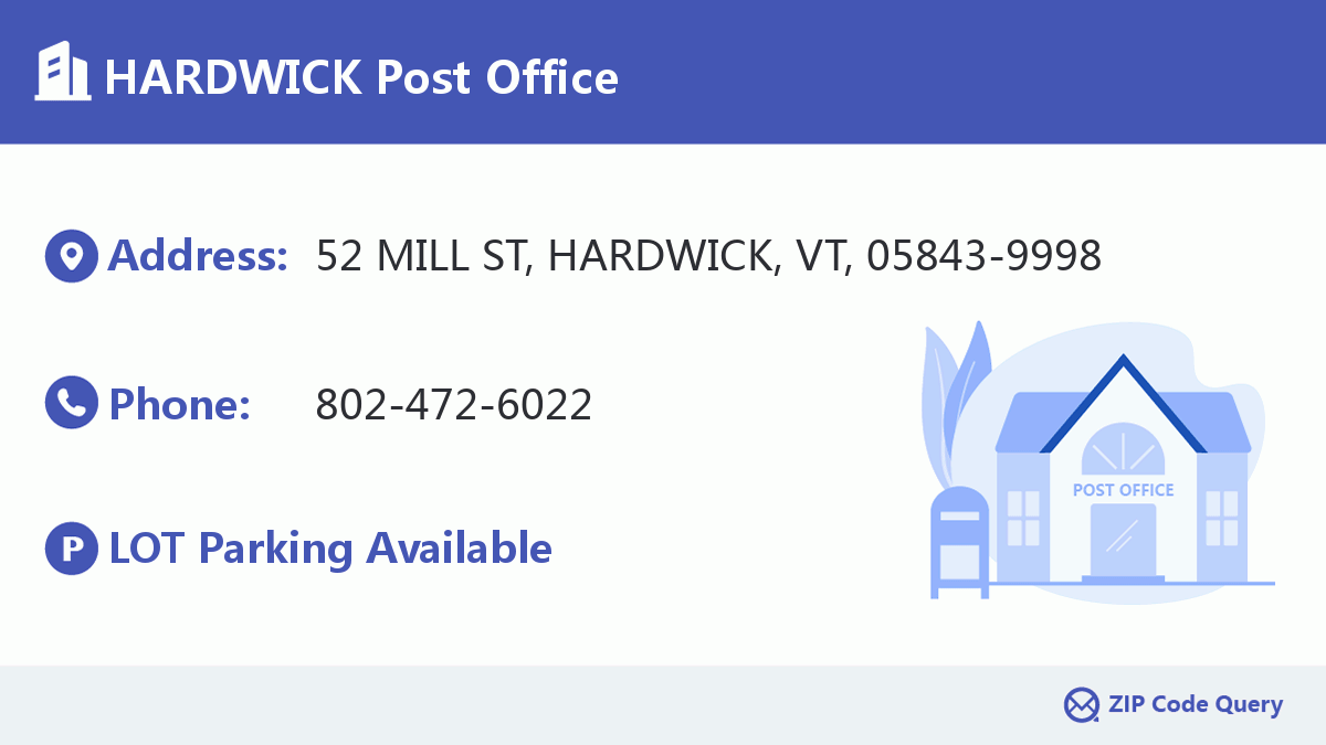 HARDWICK Post Office Vermont United States ZIP Code 5 Plus 4 ️