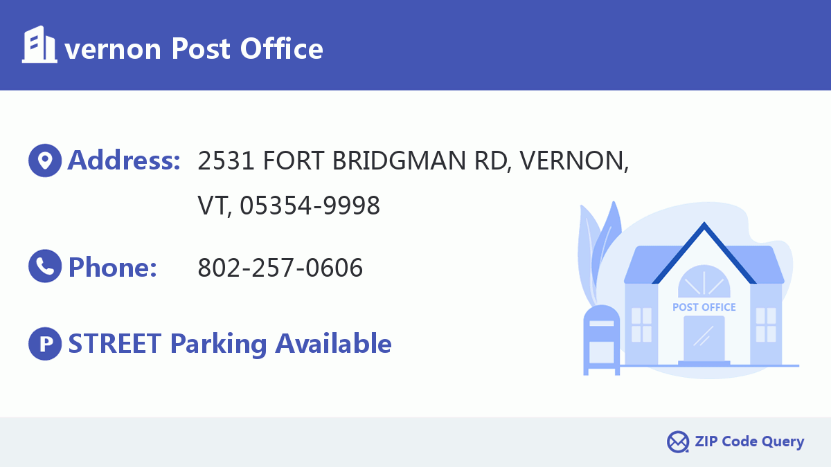 VERNON Bureau de poste Vermont ÉtatsUnis Code Postal 5 Plus 4 ️