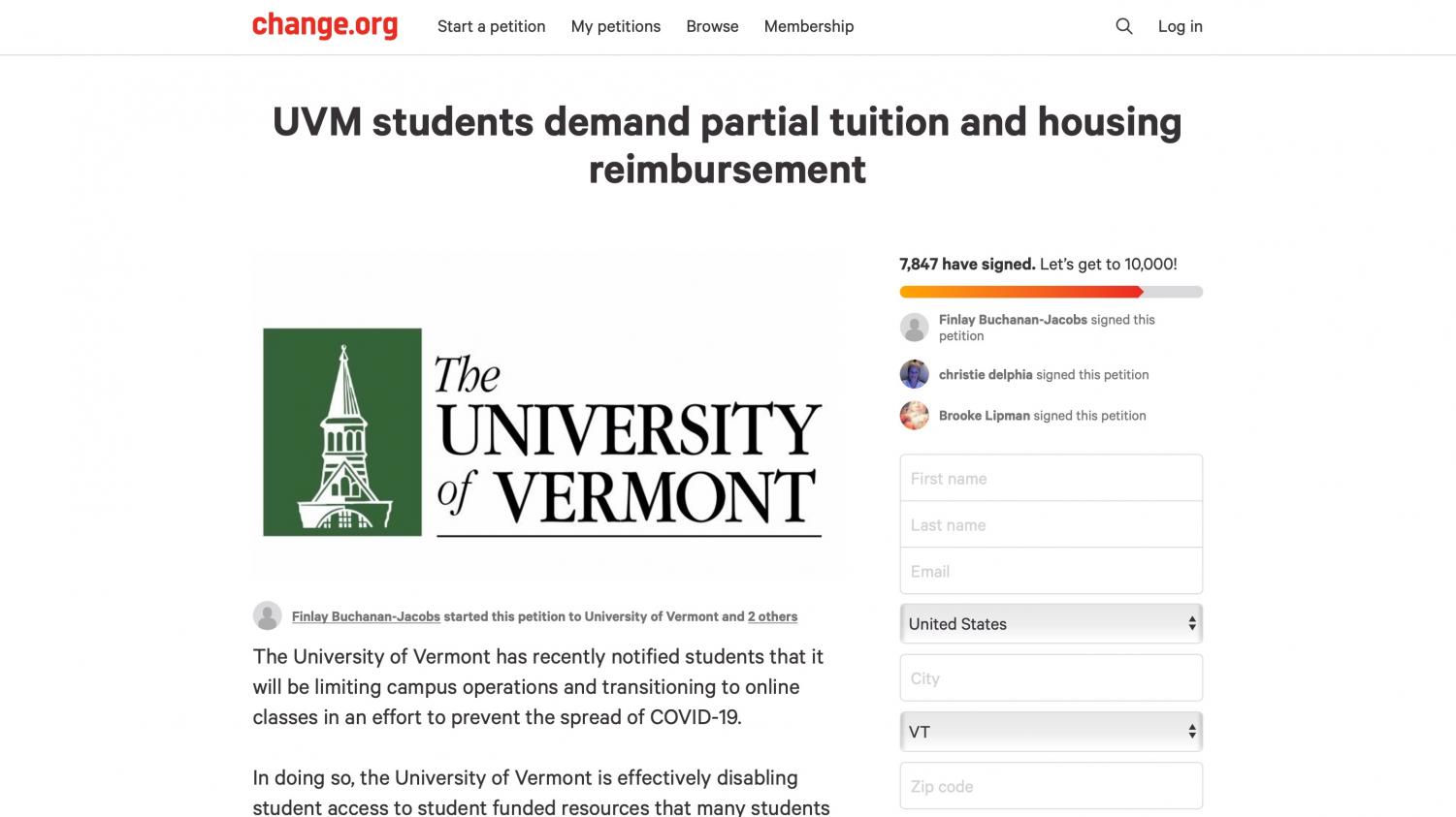 The Vermont Cynic Student pushes UVM for a more substantial refund