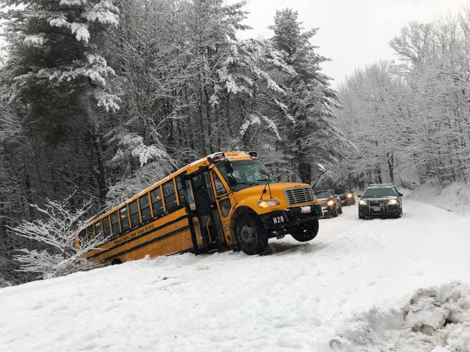 Students safely evacuated after Moretown school bus slides into ditch