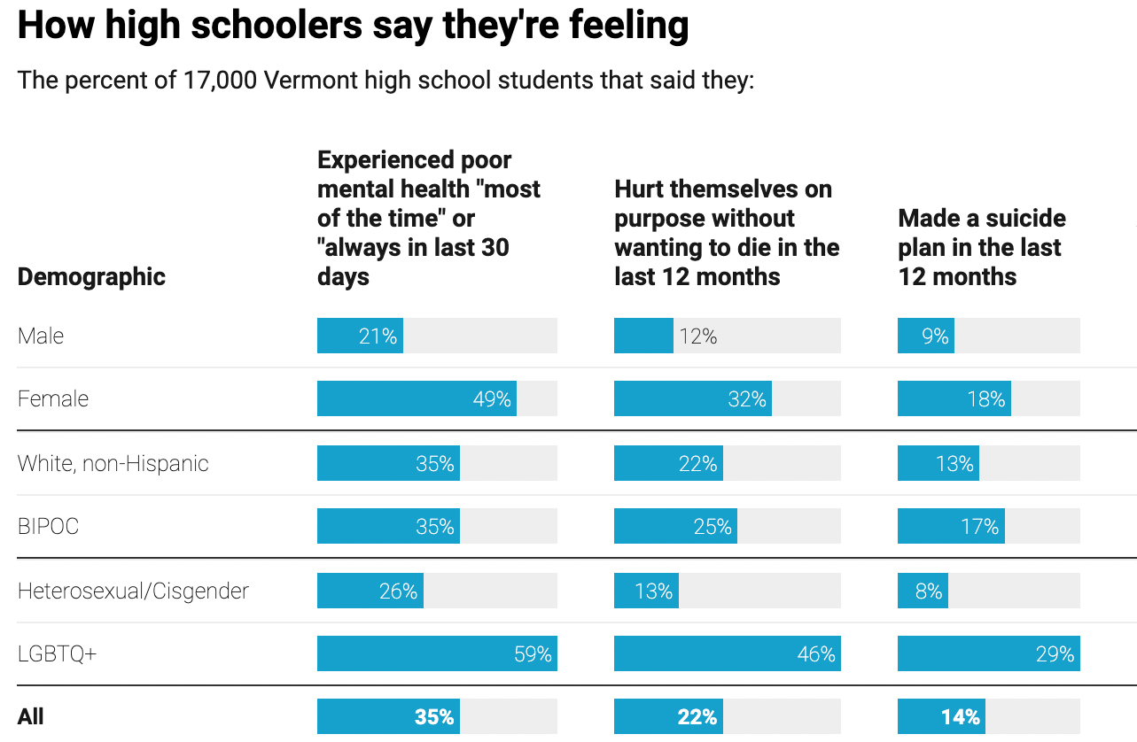 Mental health disparities among Vermont children are clear in youth