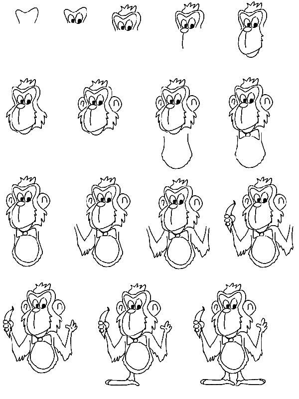 мартышка нарисовать ребенку