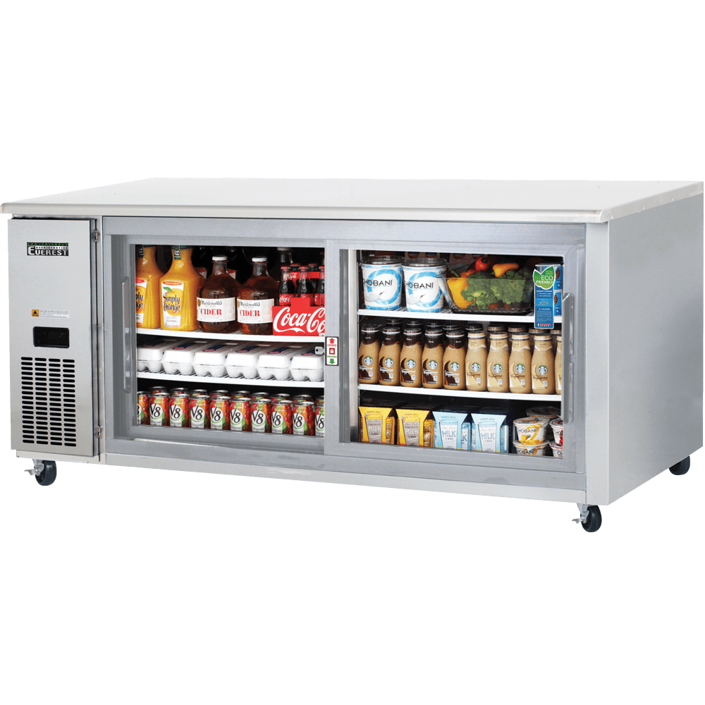 Everest ETGWR2 71" Two Sliding Glass Door Undercounter Refrigerator