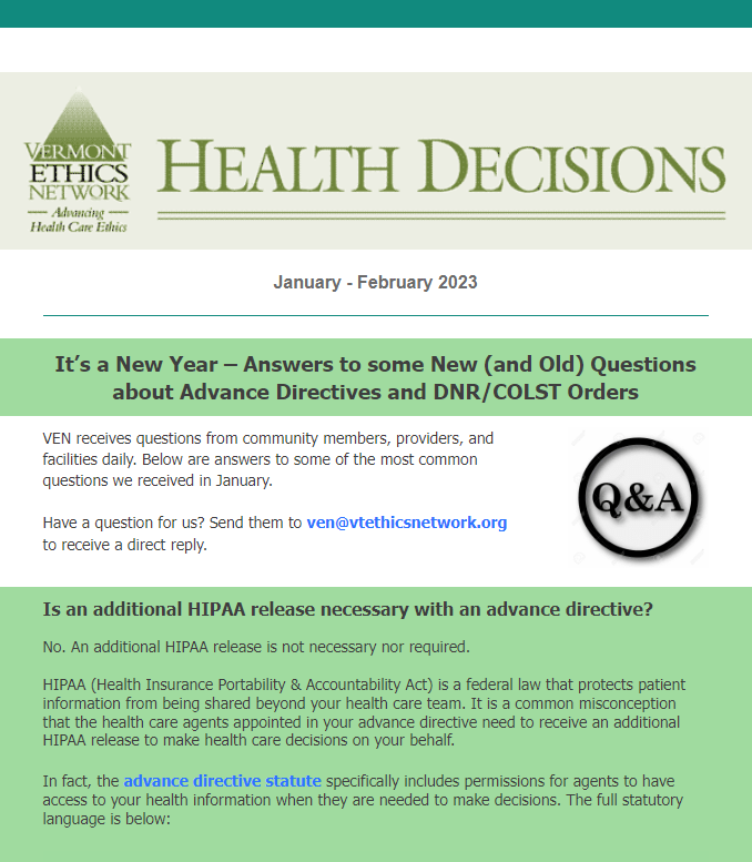 JanFeb23_HealthDecisions_Cover Vermont Ethics Network