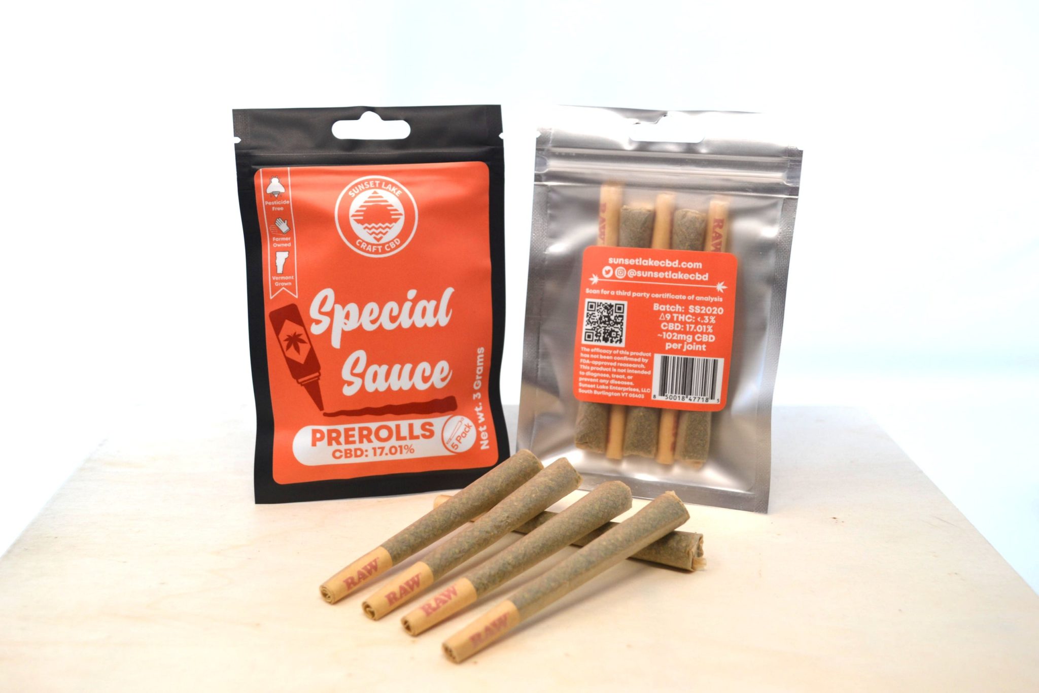 5 Pack of Special Sauce PreRolls Sunset Lake Vermont Hempicurean