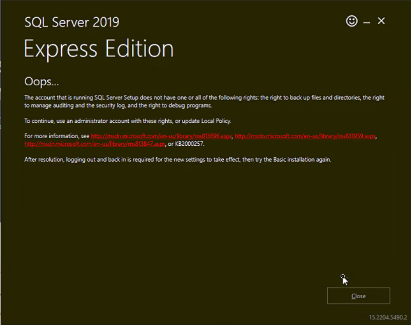 eNICQ 6 installation error A networkrelated or instancespecific