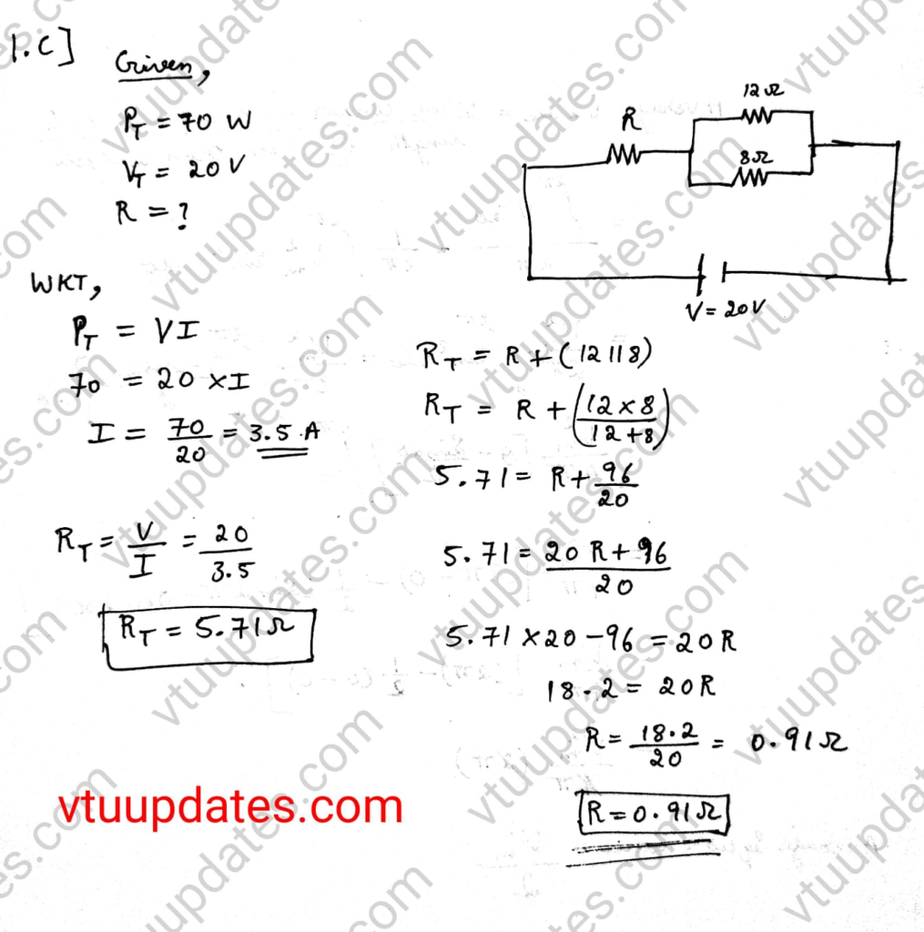 Resistance R is connected in series with a parallel circuit comprising