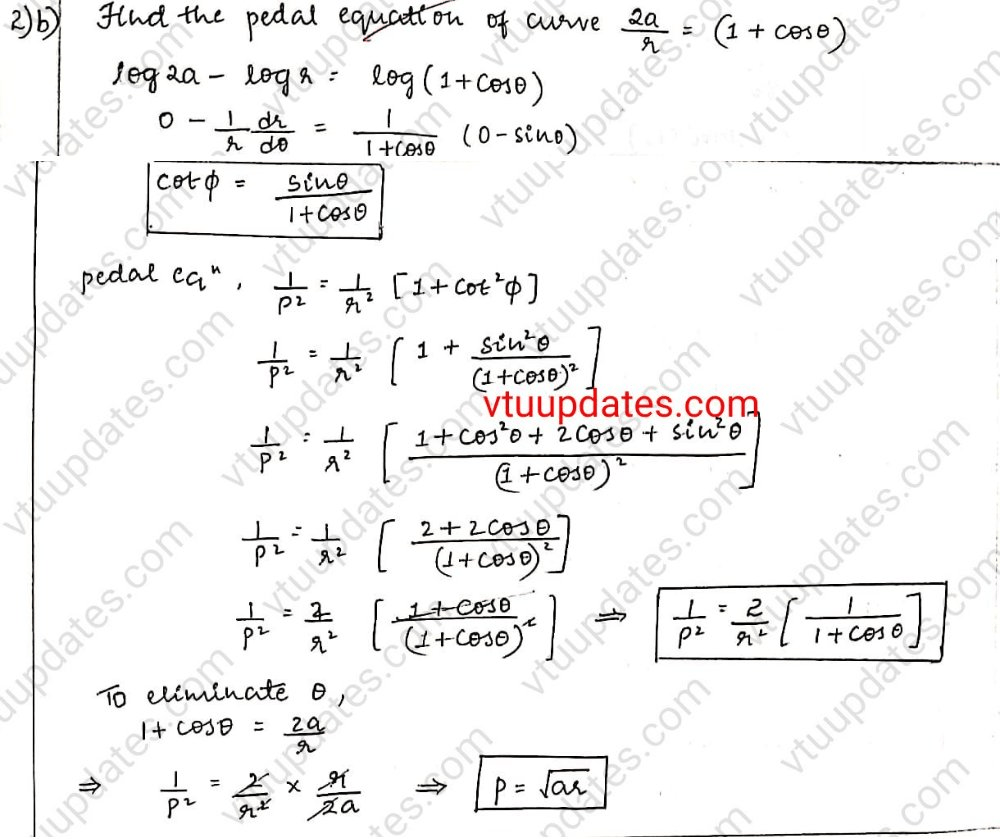 Find the pedal equation of the curve