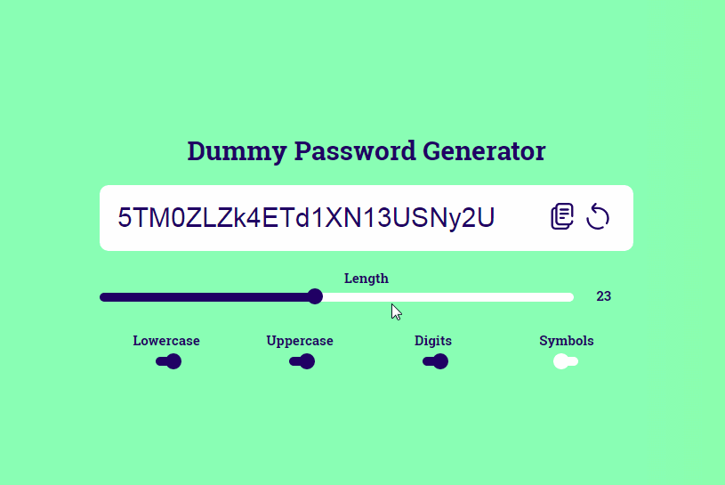 A dummy password generator built with Vue