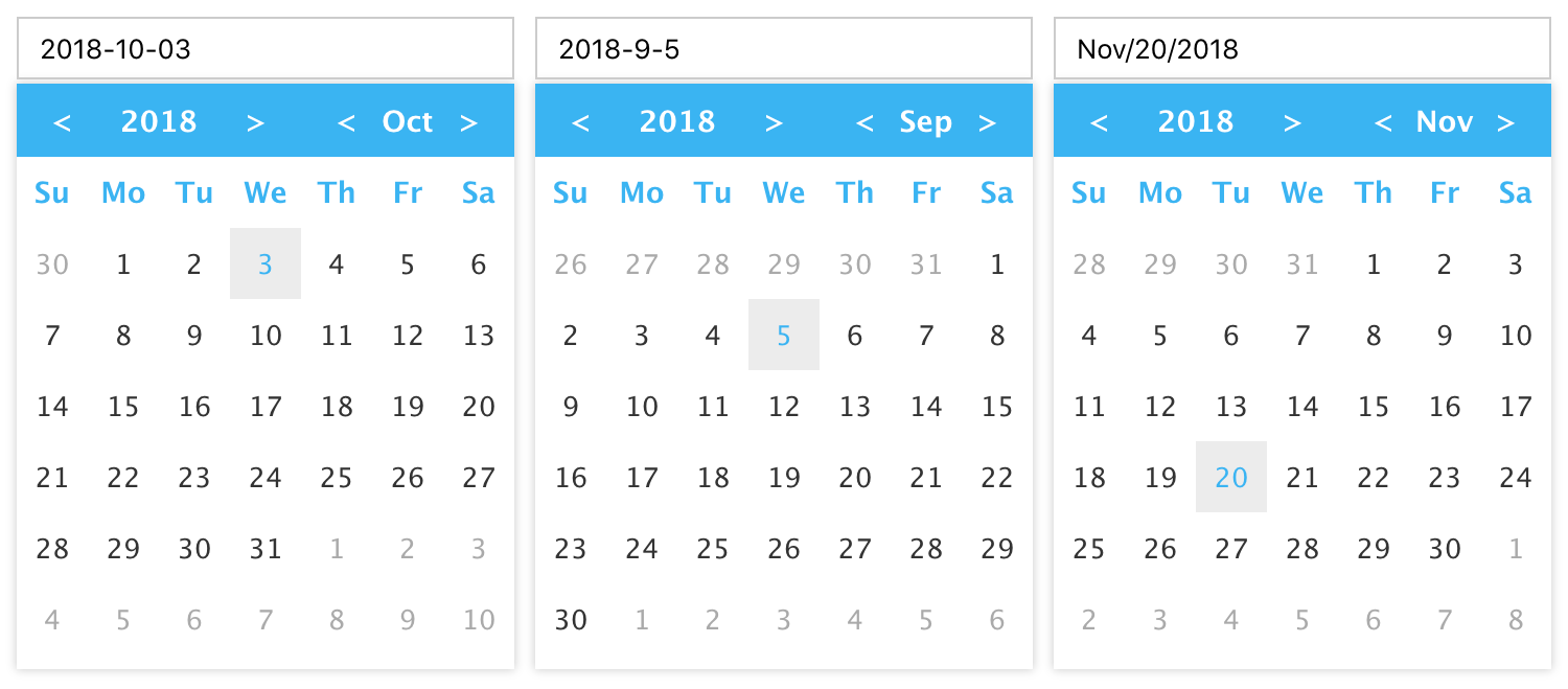 Datepicker component for Vue 2