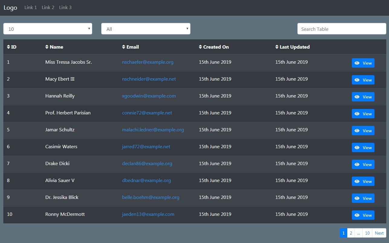 Datatable Vue.js Examples