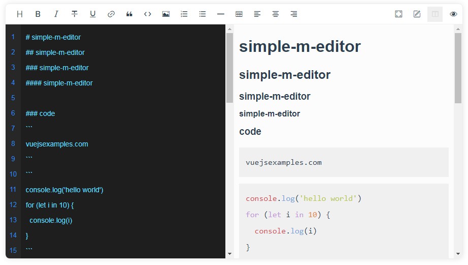 Editor Vue.js Examples