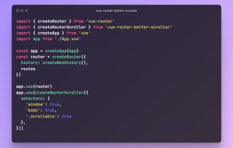 Enhanced scroll behavior for Vue Router