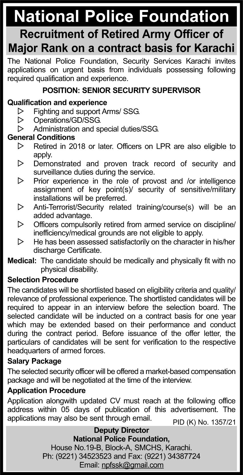 National Police Foundation Security Services Karachi Jobs 2021 for