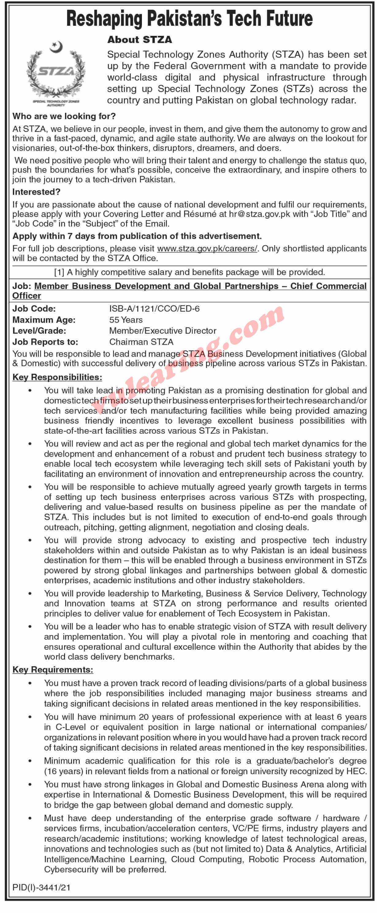 STZA Jobs 2021 for Chief Commercial Officer Apply Online Special