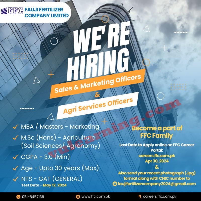 Fauji Fertilizer Company Ltd FFC Jobs 2024 for Agri Officers & Sales