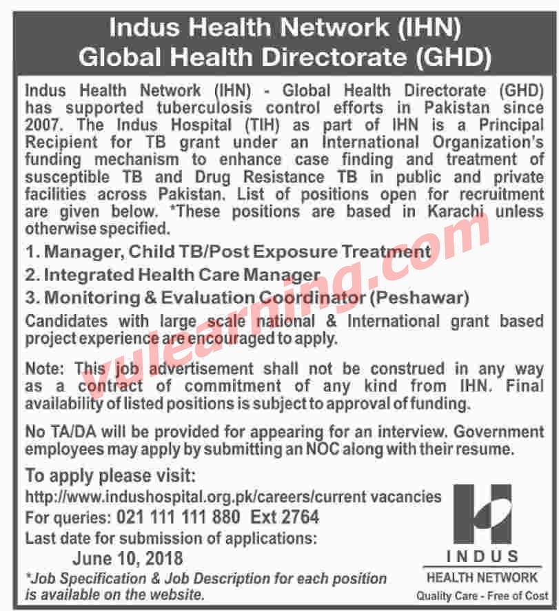Indus Health Network Global Health Directorate Jobs 2018 Vacancies