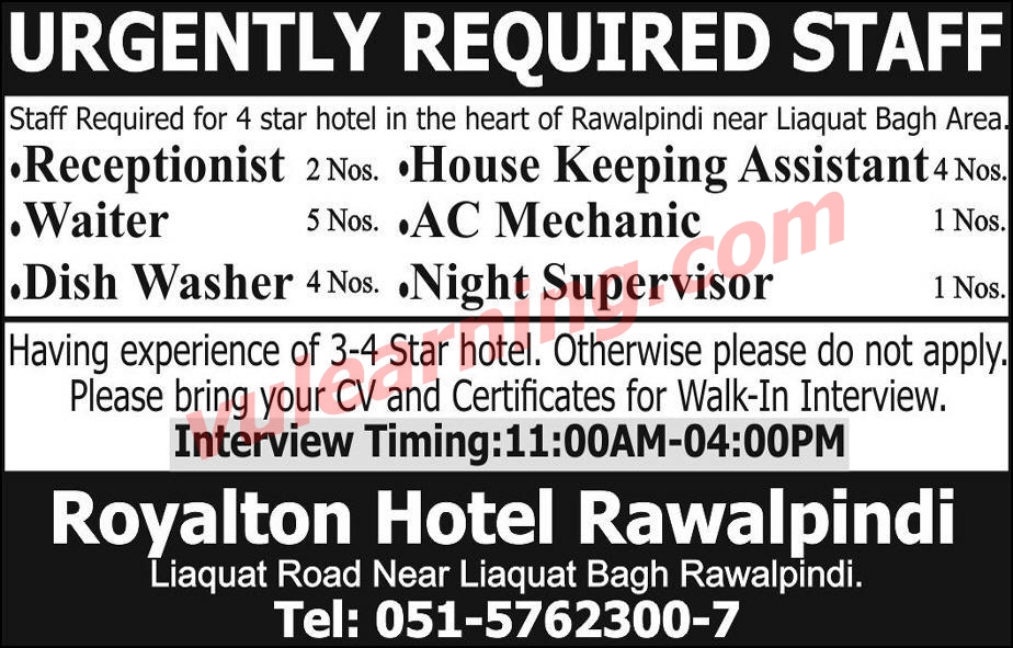 Royalton Hotel Rawalpindi Jobs 2018 Vacancies Advertisement Latest