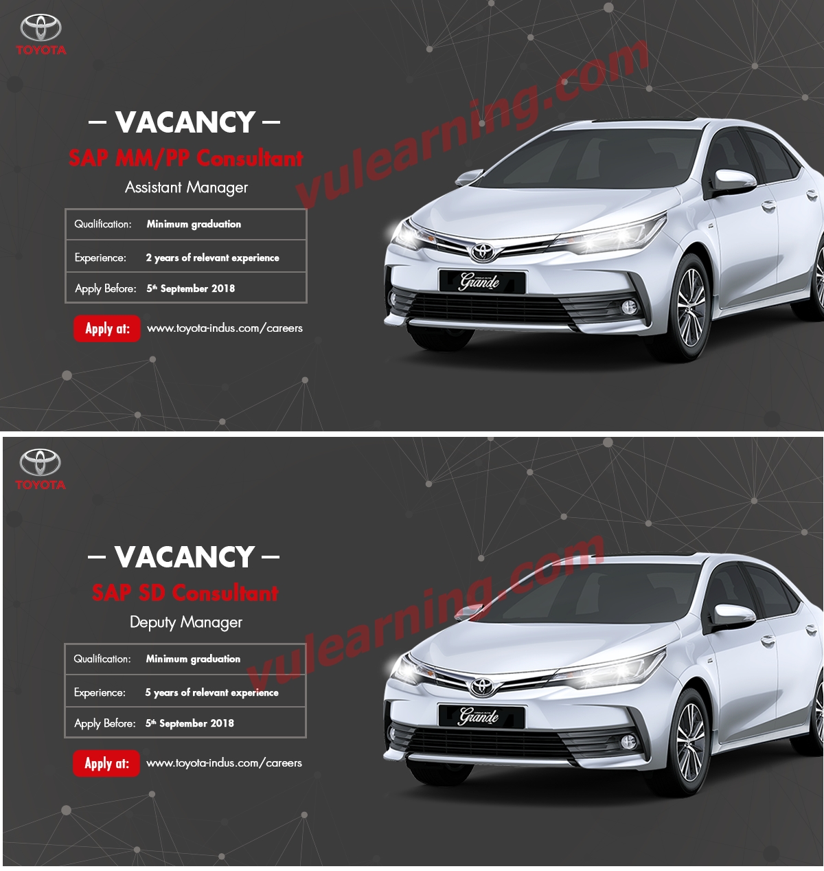 Toyota Indus Motor Company Ltd Jobs 2018 for Assistant Manager & Deputy Manager Latest