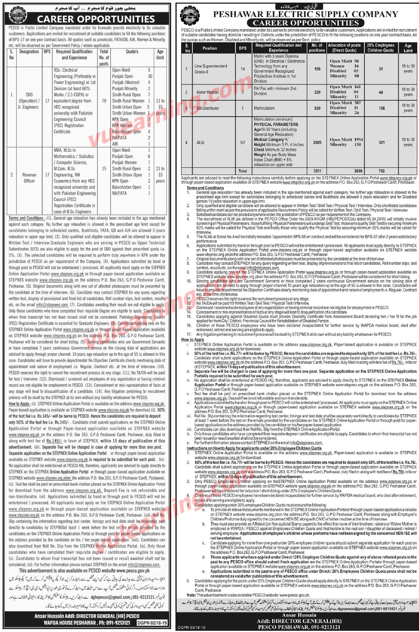 Advertisement of WAPDA Jobs 2019 for 3596+ Assistant Line Man, Meter