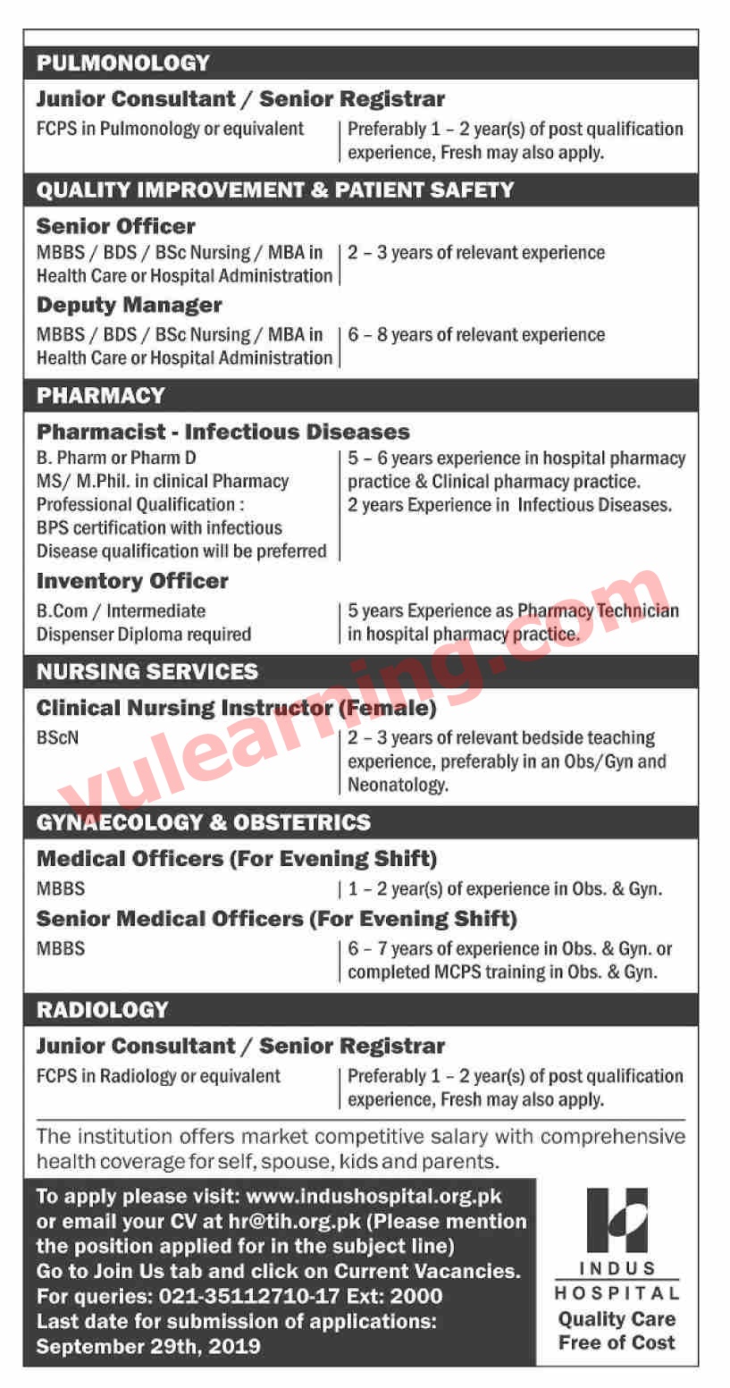 Advertisement of The Indus Hospital Jobs 2019 Apply Online Vacancies