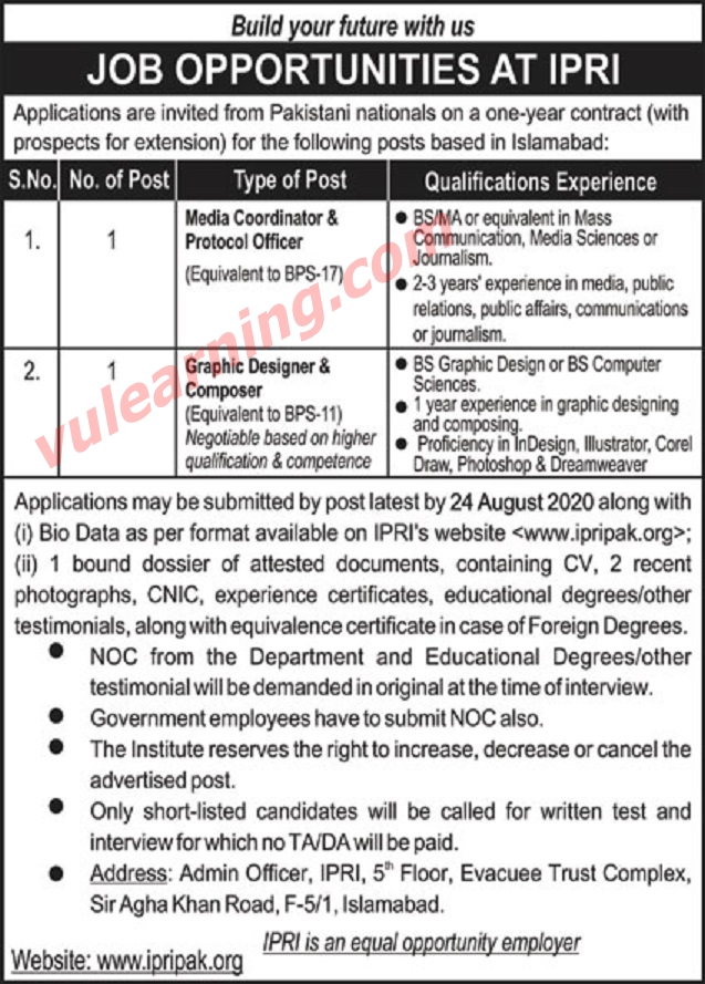 Advertisement of Islamabad Policy Research Institute (IPRI