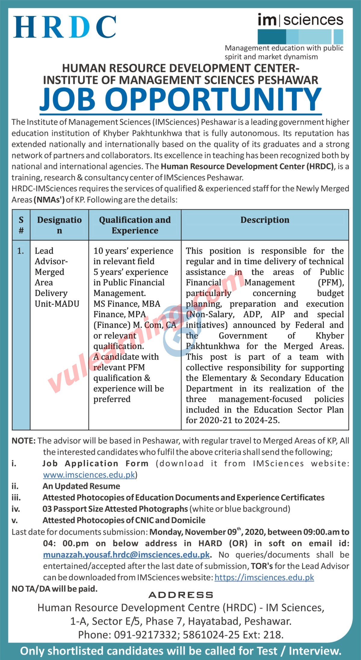 Advertisement of Human Resource Development Center Institute of