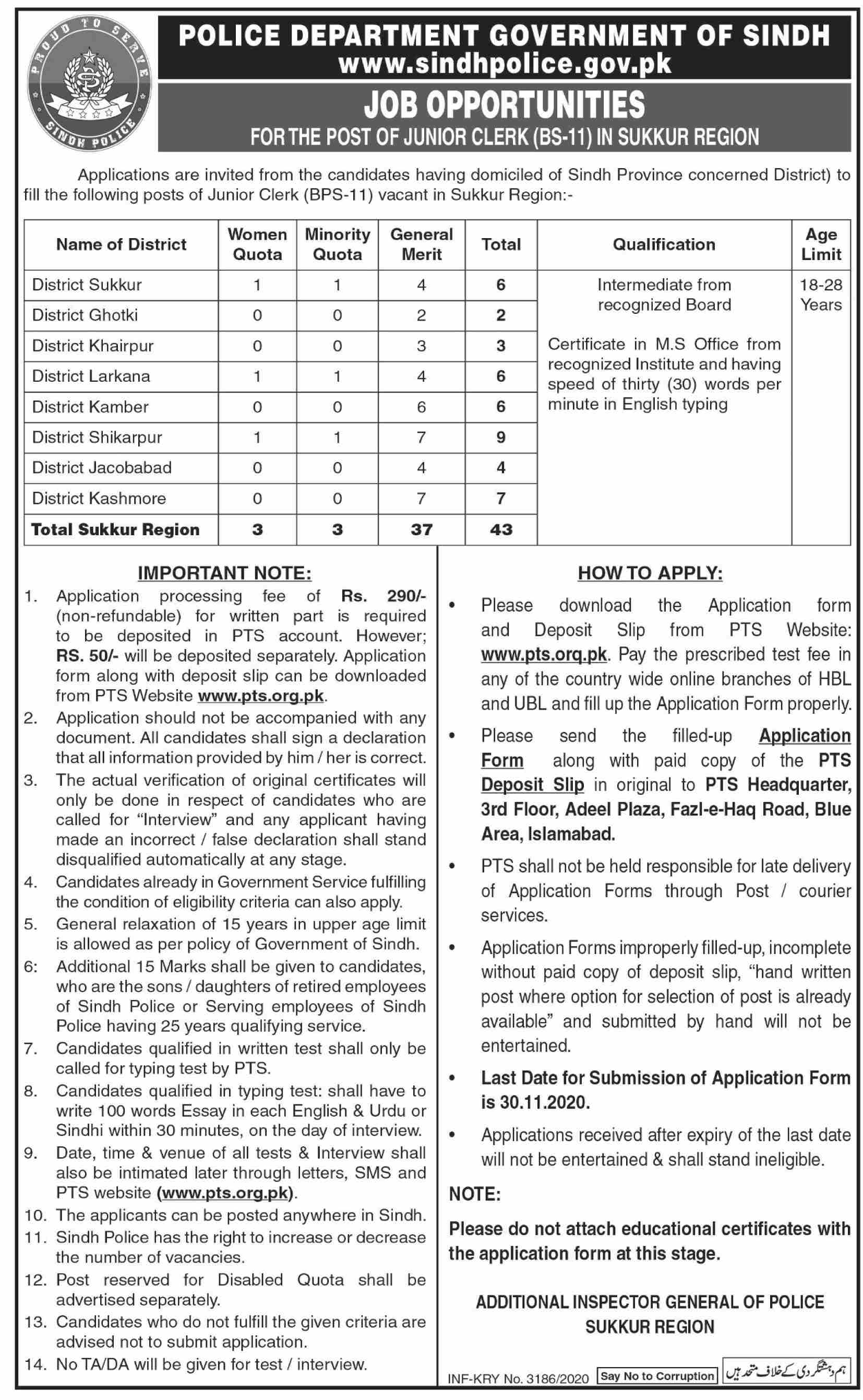 Advertisement of Police Department Government of Sindh Jobs 2020 for