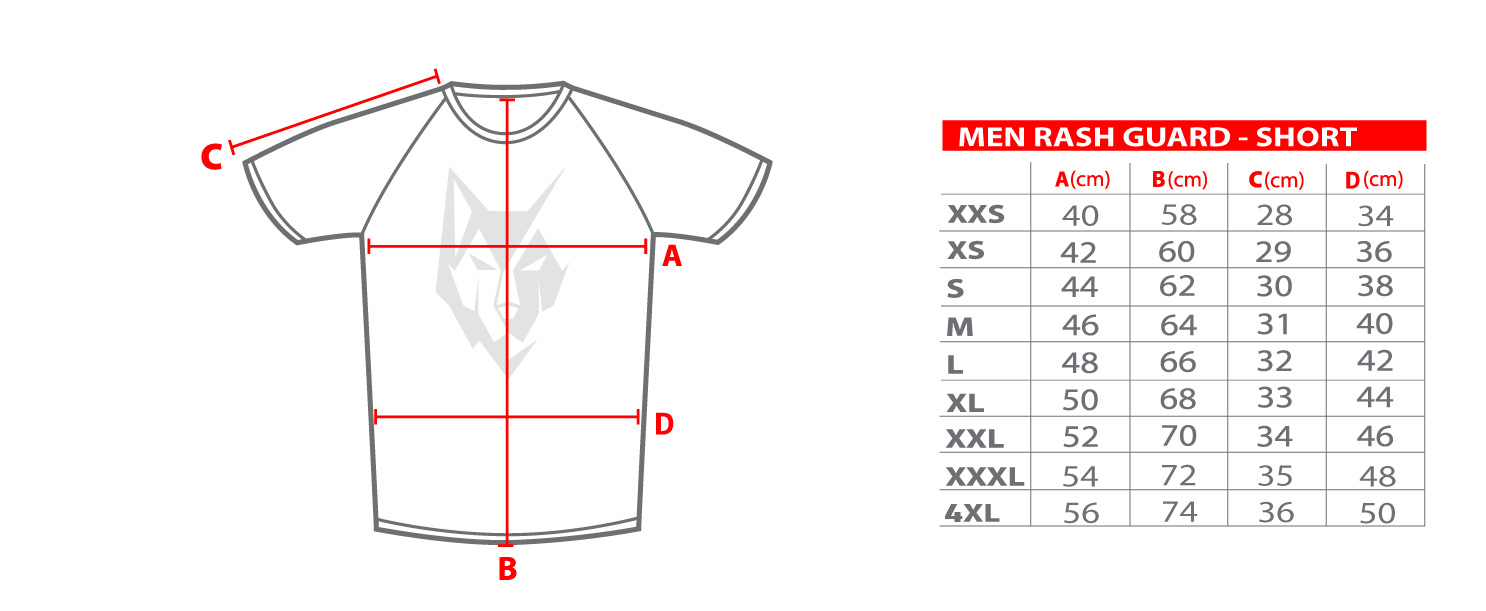 Rash guard short size chart – Vulfram