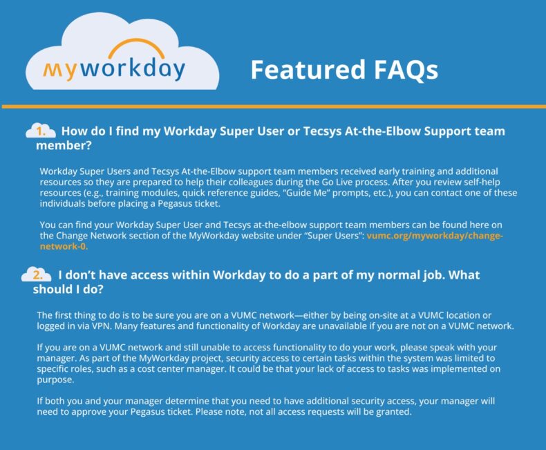 MyWorkday featured FAQs Finding help, getting proper access VUMC News