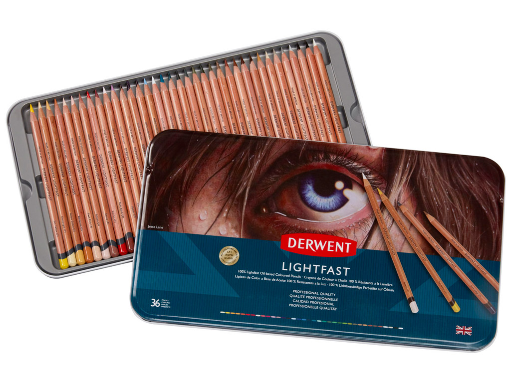 Colour pencils Derwent Lightfast in metal box Vunder